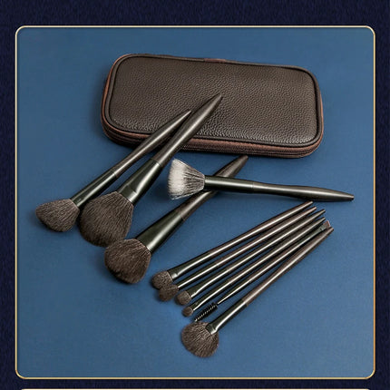 10pcs make up brushes sets Ebony makeup brush animal hair brush set real wool loose powder blush contour eye shadow brush