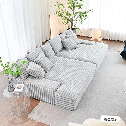 Modern Vacuum Compressed Sofa Plush Corduroy Sectional Sofa Living Room Bedroom Recliner Lazy Combination Sofa Bed Furniture
