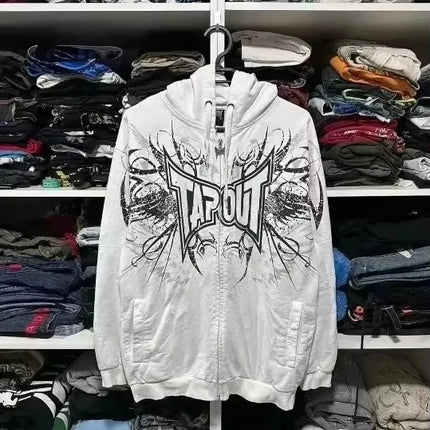 Y2K Harajuku New Fashion Oversized Geometric Print Hooded Sweater Women High Street Vintage Hip Hop Pop Casual Sweater Hoodies