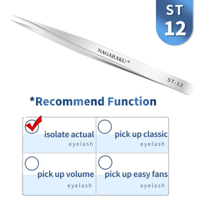 NAGARAKU Eyelash Extension Tweezers Makeup Tools Stainless Steel Non-magnetic Pincet False Eyelash Tweezers 3D accurate tweezers
