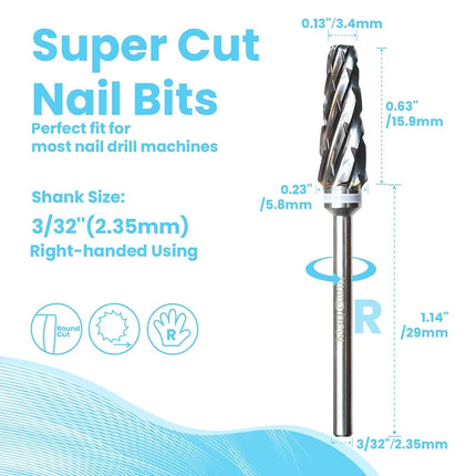 Nail Drill Bits Carbide Large Cone Electric Milling Cutter Gel Polish Remover Grinding Tools DIY Accessories Supplies