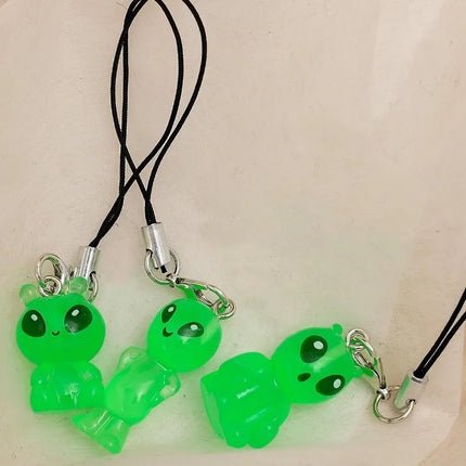 1-30pcs 2026 New Luminous Alien Mobile Phone Lanyard Backpack Keychains Pendants Cute and Glowing Creative Small Pendant