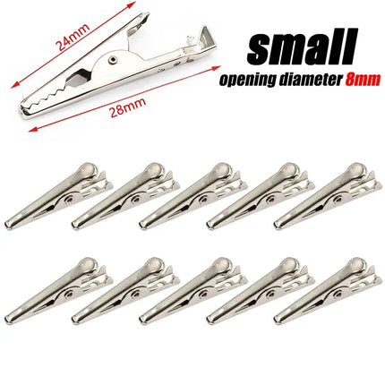 10pcs 28mm35mm45mm Alligator Clip Metal Crocodile Electrical Clamp for Testing Probe Meter Black/Red with Plastic Boot