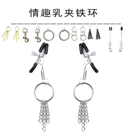 Metal Nipple Clamp Labia Clip Stimulation Massager Bdsm Bondage Sex Products with Metal Chain for Women Fetish to Breast