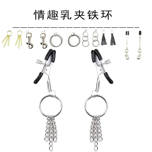Metal Nipple Clamp Labia Clip Stimulation Massager Bdsm Bondage Sex Products with Metal Chain for Women Fetish to Breast