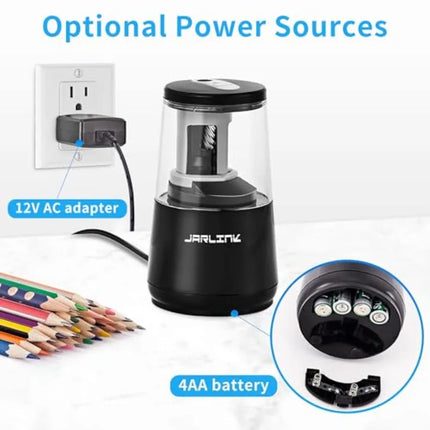Electric Pencil Sharpener, Heavy-Duty Helical Blade to Fast Sharpen, Auto Stop for No.2/Colo Pencils 6-8mm,AC Adapter/Battery O
