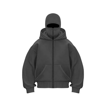 2025 Autumn/Winter Men's Zipper Double Hoodie Casual Sports Shirt with Hooded Mask Design Sports Jacket Top Outdoor Activities