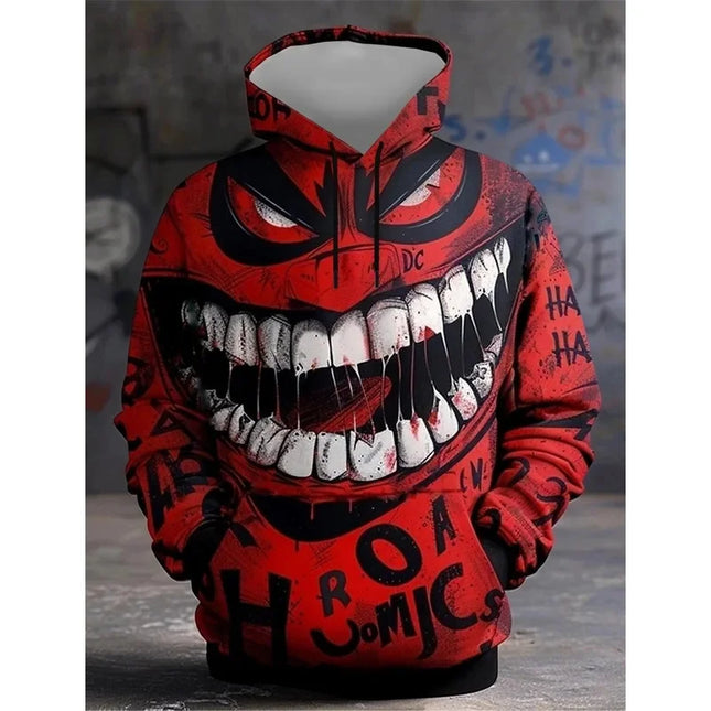Men's expression Hoodies Sweatshirt Fashion Long Sleeve Crew Neck 3D Print Party Holiday Streetwear White Drawstring Fall Hoodie