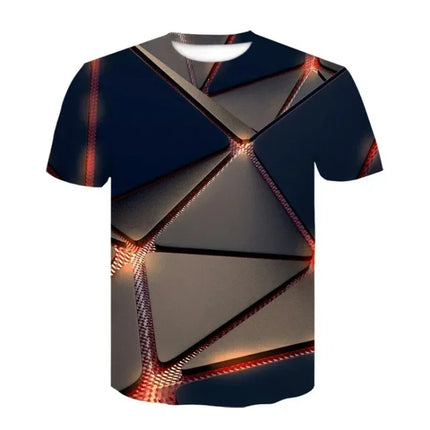 Men's 3D printed T-shirt, oversized loose fitting clothing for men, retro fashionable short sleeved top, fun and affordable roun