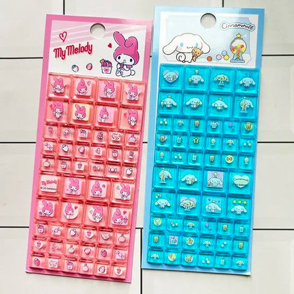 Kawaii Sanrio Hello Kitty 3D Solid Stickers Creative Cartoon Kuromi Diy Diamond Stickers Mobile Phone Decoration Children's Toys