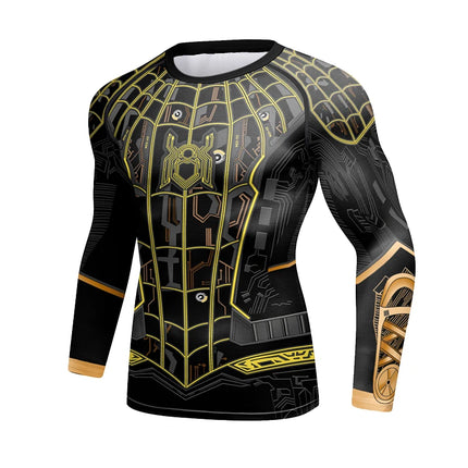 Gym Compression Shirts for Men Long Sleeve Comics Spider Cosplay T-Shirt Marvel Top Elastic Fitness Sportwear Halloween Clothes