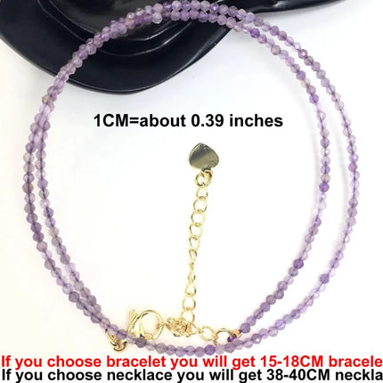 Natural Stone Beads Necklaces bracelet 2-3MM Faceted Round Quarts Tourmalins Mini Beads Necklaces For Women Jewelry Gifts