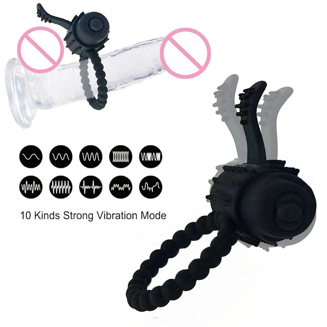 Penis Cock Ring Vibrator for Men Delay Ejaculation Stimulator Clit Sucker Dick Enlarger Ring Sex Toy for Men Couples Adult Goods