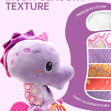1pc baby soothing toy seahorse plush toy, sleeping, traveling, riding,  car hanging early education interactive puzzle plush toy