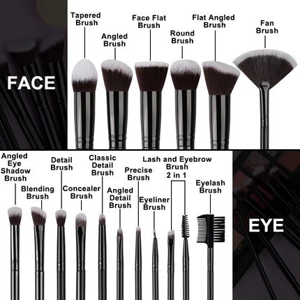 NEW 16PCS Professional Makeup Brush Set Soft Fluffy Eyeshadow Foundation Concealer Blending Blush Brush Kabuki Women Beauty Tool