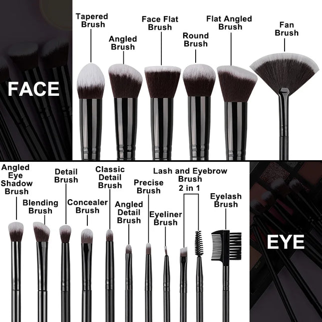 NEW 16PCS Professional Makeup Brush Set Soft Fluffy Eyeshadow Foundation Concealer Blending Blush Brush Kabuki Women Beauty Tool