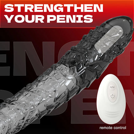 Vibrating Penis Sleeve Extender Condom Vibrator Trainer Testicles G Spot Stimulation Delayed Ejaculation Sex Toy for Men Couple