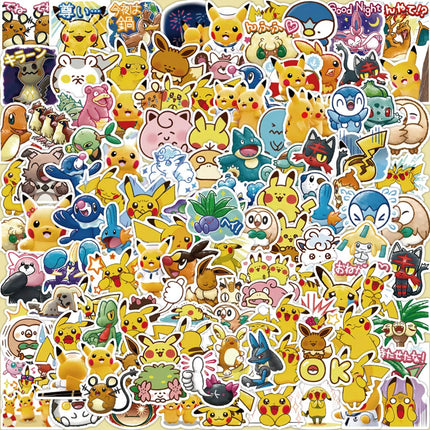 50/100pcs Cute Cartoon Pokemon Anime Stickers Pikachu Decals Motorcycle Laptop Phone Case Car Waterproof Sticker Kid Classic Toy