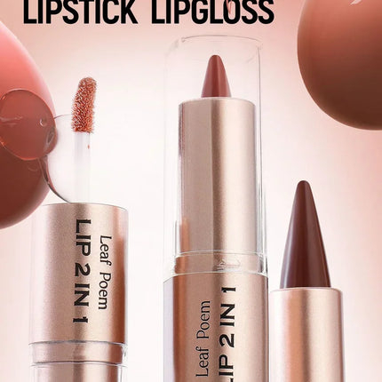 2 in1 Tapered Gradient Lipliner Pen Nude Brown Mirror Glass Lip Gloss Matte Lip Liner Waterproof Lip Contour Non Stick Makeup