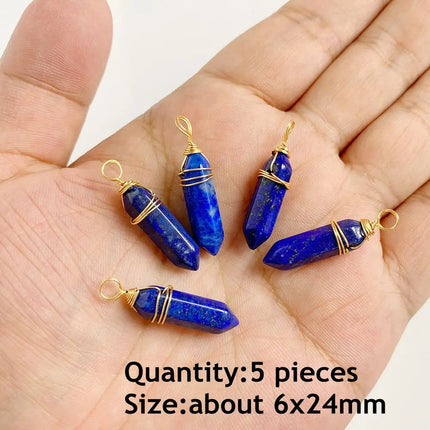 Blue Lapis Lazuli Pendant Gems Cross Hand Oval Shape Natural Stone Lapis Lazuli Charms for Jewelry Making Necklace DIY Bracelet