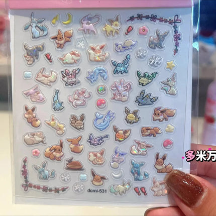 Eeveelution Nail Stickers Pokémon Anime Peripheral Cute Cartoon Creativity Exquisite Sticker New Fashion Exquisite Diy Sticker