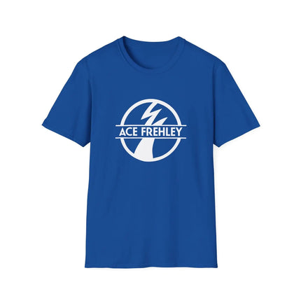 KISS Ace Frehley Signature Logo T-Shirt: Navy Base with Iconic Lightning Symbol & Name Design Fan Merch T-shirt