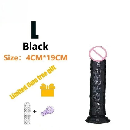 Female Masturbator Butt Plug Vagina Clit G-Spot Masturbation Sex Toy for Women 6sizes Black Dildos Wiht Suction Cup Ddildo Penis