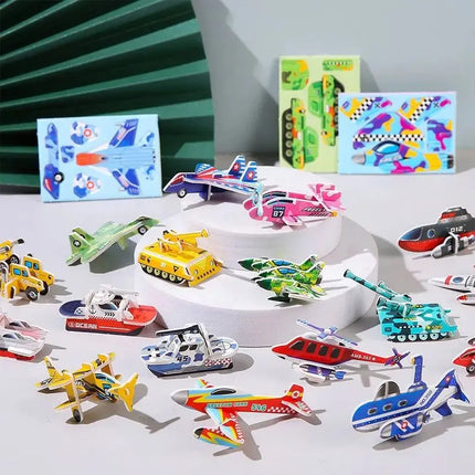 30Pcs 3D Tank Plane Paper Jigsaw Puzzles Toys for Kids Boy hobby Birthday Party Favors School Rewards Treat Bag Pinata Filler