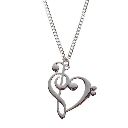 Music Note Heart Necklace of Treble and Bass Clef Women Infinity Love Charm Pendant Necklace Stainless Steel Jewelry Gift