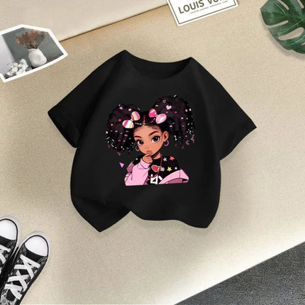 Children's Clothing, Short Sleeves for Girls, 2025 Summer New Girls' T-shirts, Pure Cotton Fashionable Printed Children's Top Trend