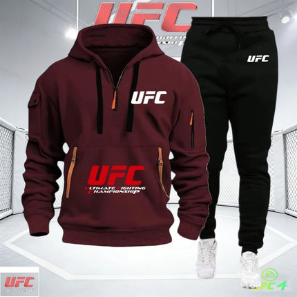 2026 New UFC Combat Cap Sport Shirt + Two-Piece Long Pants Fall/Winter Fashion Casual Outdoor Warmth and Protection Shirt - Fast
