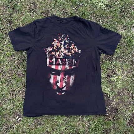 Gothic Rock Marilyn Manson Fan Tees Vintage Death Hype T-shirts Men Women Oversized Y2k 90s Pure Cotton Streetwear Clothing Tops