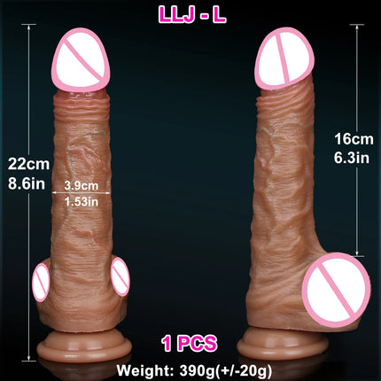 Realistic Soft Sliding Skin Big Dildo Built-in Testicle Small Penis Masturbators Double Cock Women Anal Sex Toy Suction Cup Dick