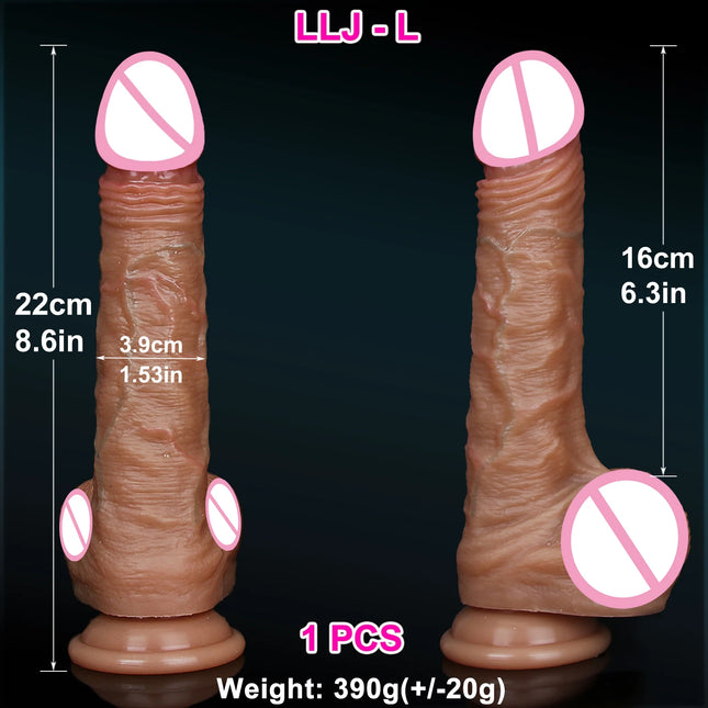 Realistic Soft Sliding Skin Big Dildo Built-in Testicle Small Penis Masturbators Double Cock Women Anal Sex Toy Suction Cup Dick