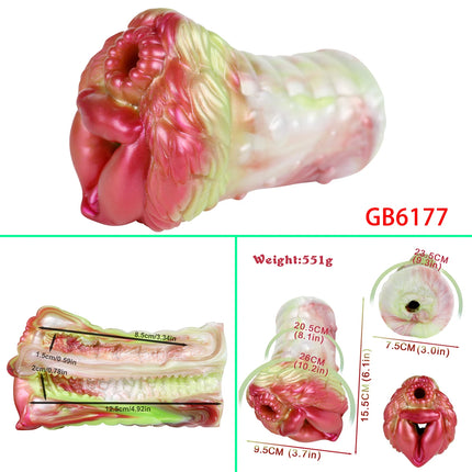 GEEBA Dual Channel Fantasy Furry Masturbation Sleeve For Men Pocket Pussy Silicone Male Masturbator In Fur Adult Sex Toys Supply