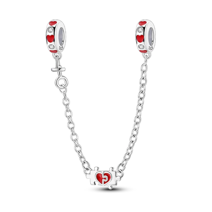 Sparkling Clear Silver Safety Chain 925 Sterling Silver Safety Chain Charm Beads Fit Original Bangle Bracelet DIY Jewelry
