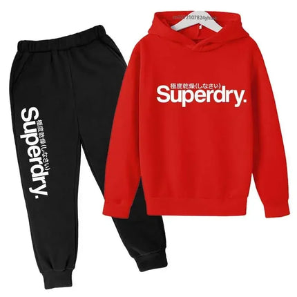 Printemps automne pull à capuche enfants tenues enfants loisirs lettre imprimer 2 pièces sweat à capuche + pantalon survêtements