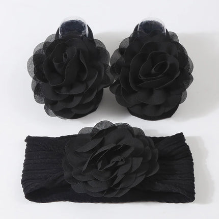 2Pcs Baby Headband Socks Set Baby Girl Flower Headbands Rubber Soles Anti Slip Socks Infant Toddler Turban Girl Hair Accessories