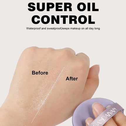 HANDAIYAN Light Mist Water Resistant Oil Control Brightening Complexion Matte Concealer Setting Powder with Powder Puff Makeup