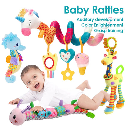 1pcs Soft Giraffe Animal Handbells Rattles Plush Infant Toddler Car Bed Hanging Toy Baby Early Education Development Handle Toys