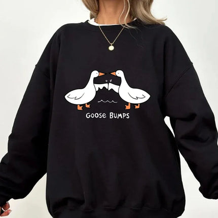 Goose Bumps Sweatshirt Funny Silly Goose Graphic Hooded Sweatshirts Harajuku Fashion Pullover Streetwear Women's Clothing
