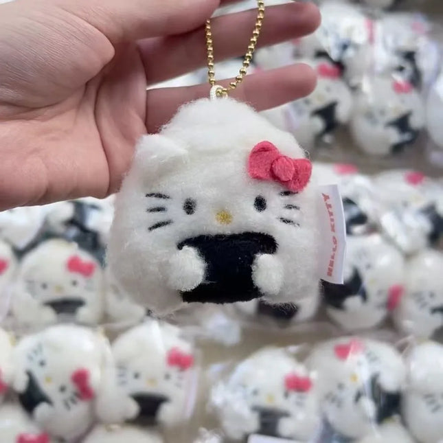 iigen Sanrio Hello Kitty Rice and Vegetable Sushi Pendant Keychain Cute Plush Cat Doll Bag Hanging Pendant Jewelry Accessories