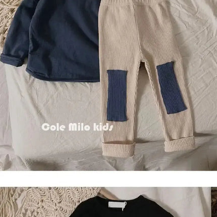 Autumn Winter Boy Girl Children's Solid Long-Sleeved Bottoming Shirt Kid Loose T-shirt Retro Baby Cotton Tops Toddler Casual Tees