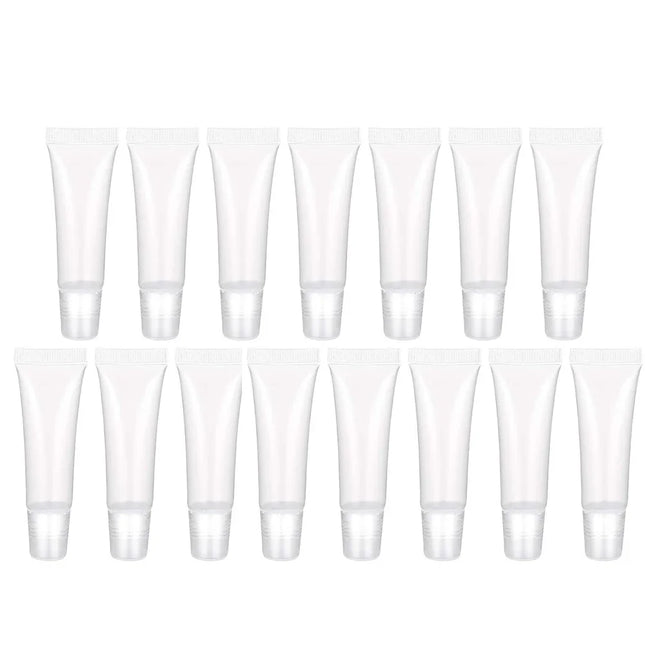 12-200pcs Empty 10ml Transparent Lip Gloss Squeeze Tube Mini Clear Cosmetic Soft Tubes Portable Travel Lip Gloss Containers