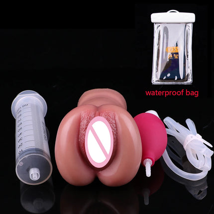 FAAK Soft Silicone Squirting Pocket Pussy Stroker Ejaculation Male Masturbator Realistic Vagina Clit  Anal Sex Toys For Men