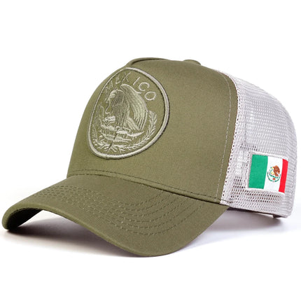 Unisex Mexican Flag Embroidery Baseball Net Caps Spring Summer Outdoor Sunscreen Hat Adjustable Casual Trucker Hats