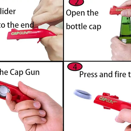 Bottle Opener with Cap Launcher,Funny Shooting Gun for Parties BBQ, Tailgates Unique Beer Cap Shooter Gadget for Men Cool Gifts