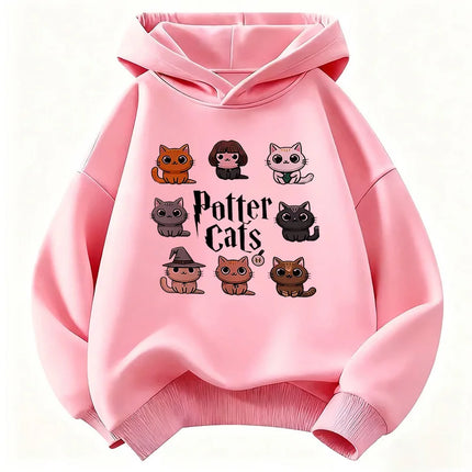 Potter Cat Graphic Hoodie Kids Cat Children's Sweatshirt Hoody for Boys Girls Autumn Winter Casual Hoodies