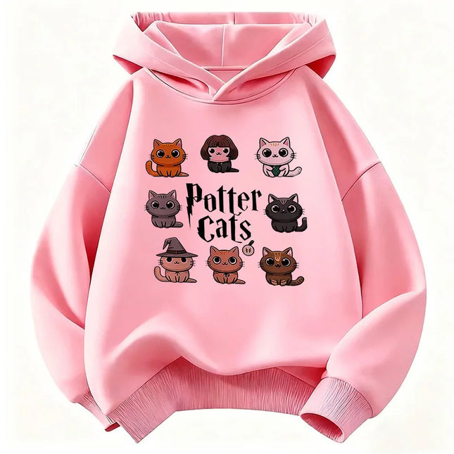 Potter Cat Graphic Hoodie Kids Cat Children's Sweatshirt Hoody for Boys Girls Autumn Winter Casual Hoodies