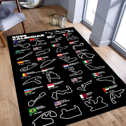 Racing Circuit Design Carpet Mat Rug - Silverstone/Laguna Seca Track Pattern Home Decoration Non-Slip Floor Mat Welcome Mat